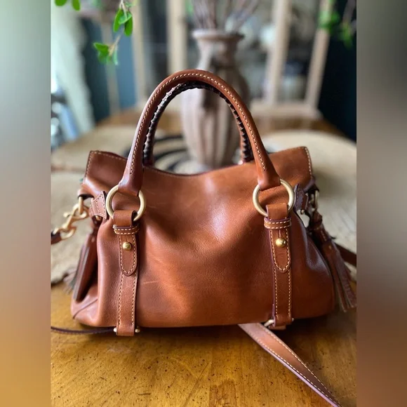 👜  Dooney & Bourke 👜 Satchel Florentine Leather Natural - Picture 2 of 5